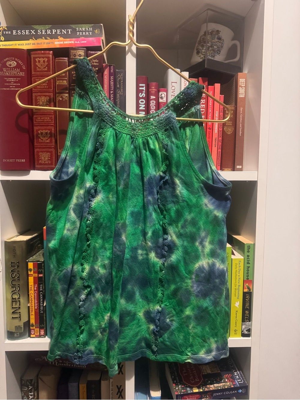 Green & Blue Tie-Dye Sleeveless Halter Top